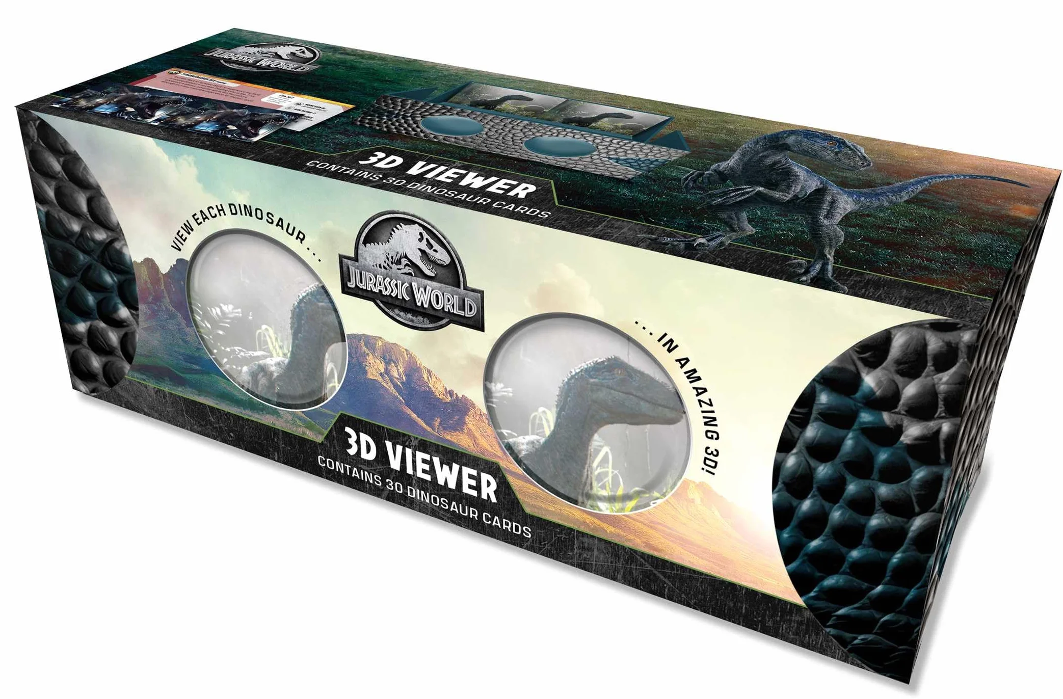 Jurassic World: Dinosaur 3D Viewer: 30 Cards Featuring 3d Illustrations, Facts and Trivia + Fold-out Instructional Booklet