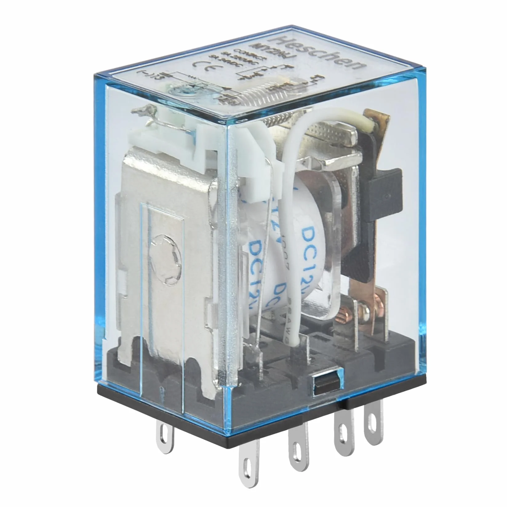 Heschen Gereral przekaźnik MY2NJ 12 V DC cewka 5 A 24 V DC/220 V AC DPDT wskaźnik LED 8-pinowy zacisk