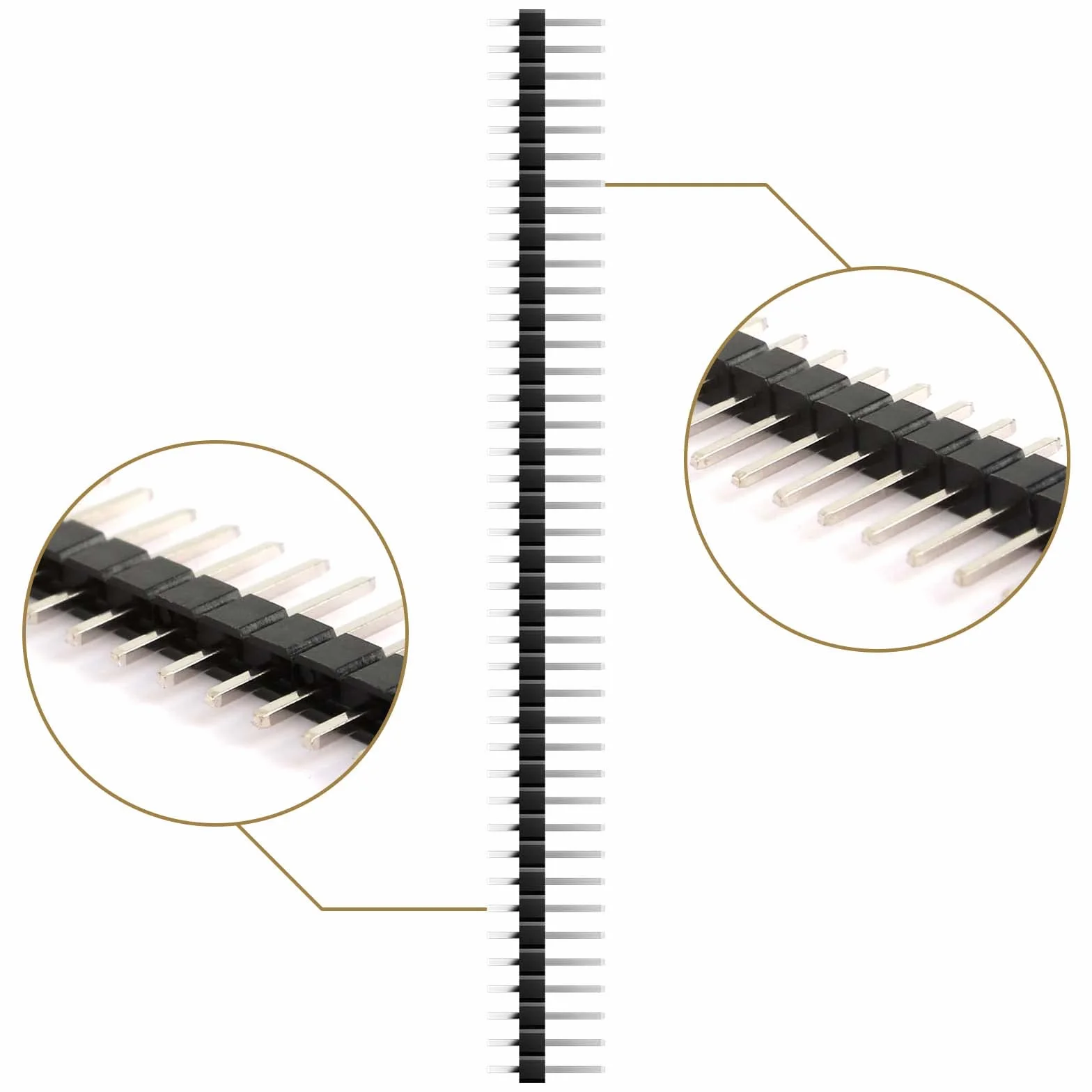40 szt. 2,54 mm nagłówki pinowe - 20 szt. męskie, 20 szt. żeńskie łamane płytka PCB jednorzędowy zestaw złączy nagłówków pinowych do osłony prototypowej Arduino