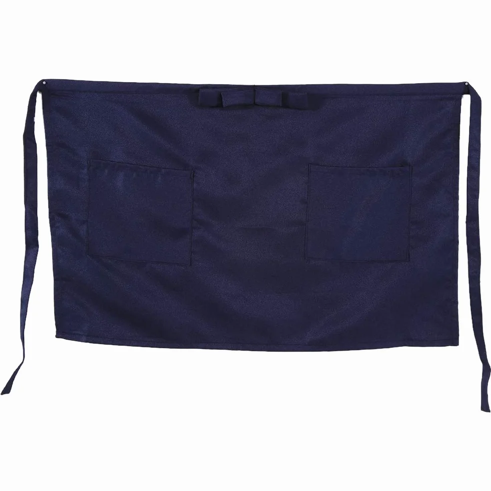 Fartuch w Talii z 2 Kieszeniami, Jednokolorowy Fartuch do Połowy Długości Polyerter Unisex Typu Bowknot Kelner Pół Fartuch dla Kobiet Mężczyźni Kelnerka Kelnerka (7 Kolorów)(Ciemny niebieski)