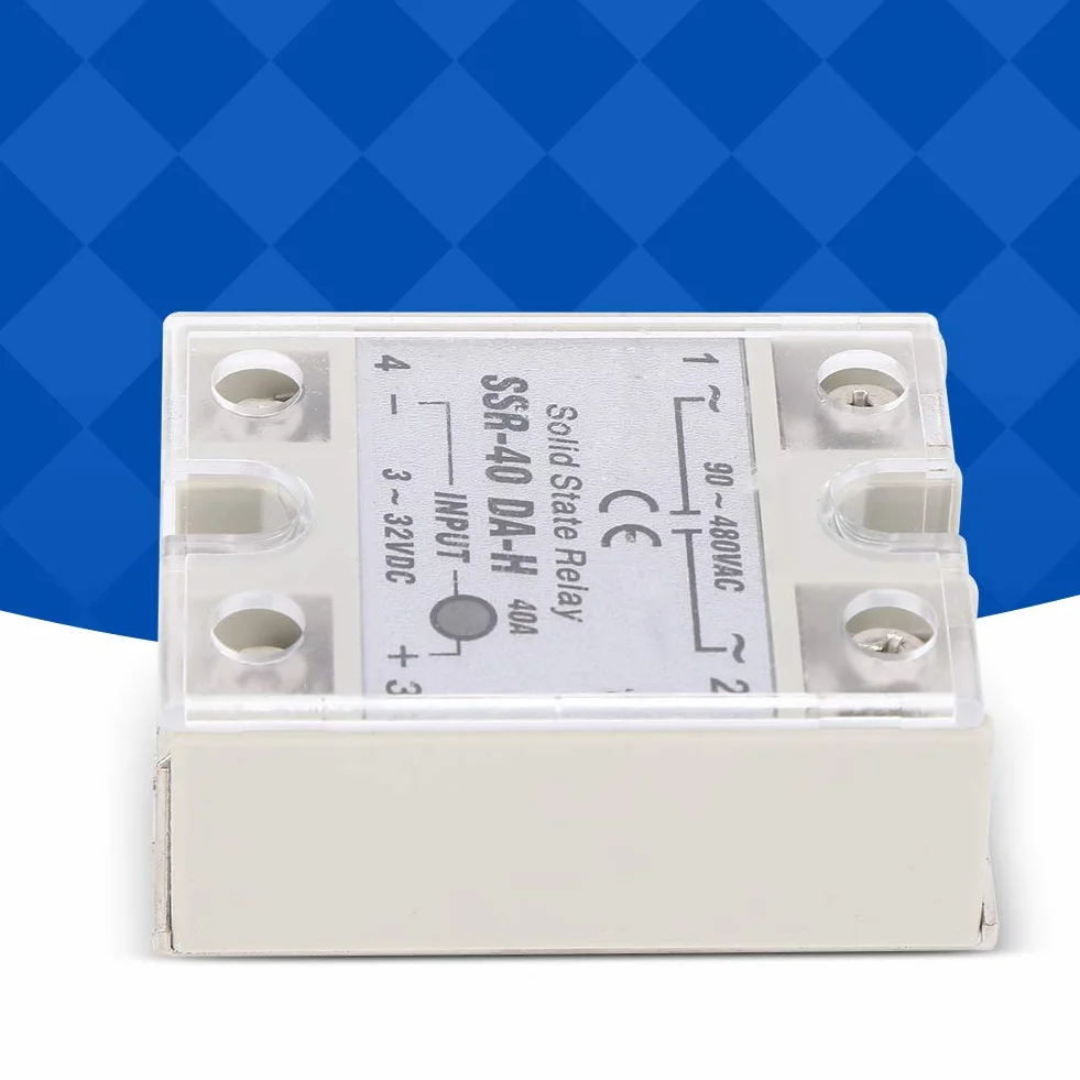 Moduł przekaźnika statycznego SSR-40DA-H 40A z wyłącznikiem bez, wejście 3-32V DC, wyjście 90-480V AC do procesów automatyzacji