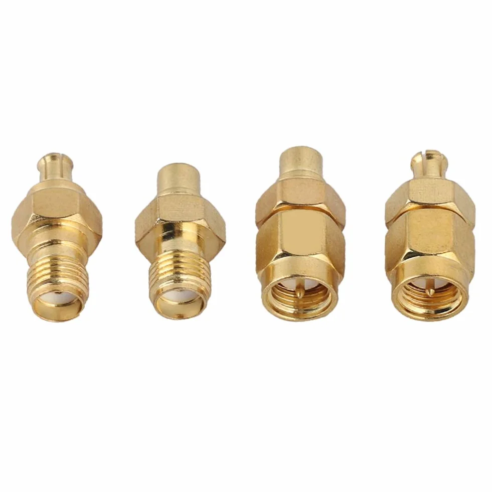 ASHATA MCX-to-SMA Adapter - 4-Piece Nickel-Plated Brass, 50 Ohm Impedance for Antenna Radio, Corrosion Protection RF Coaxial Connection