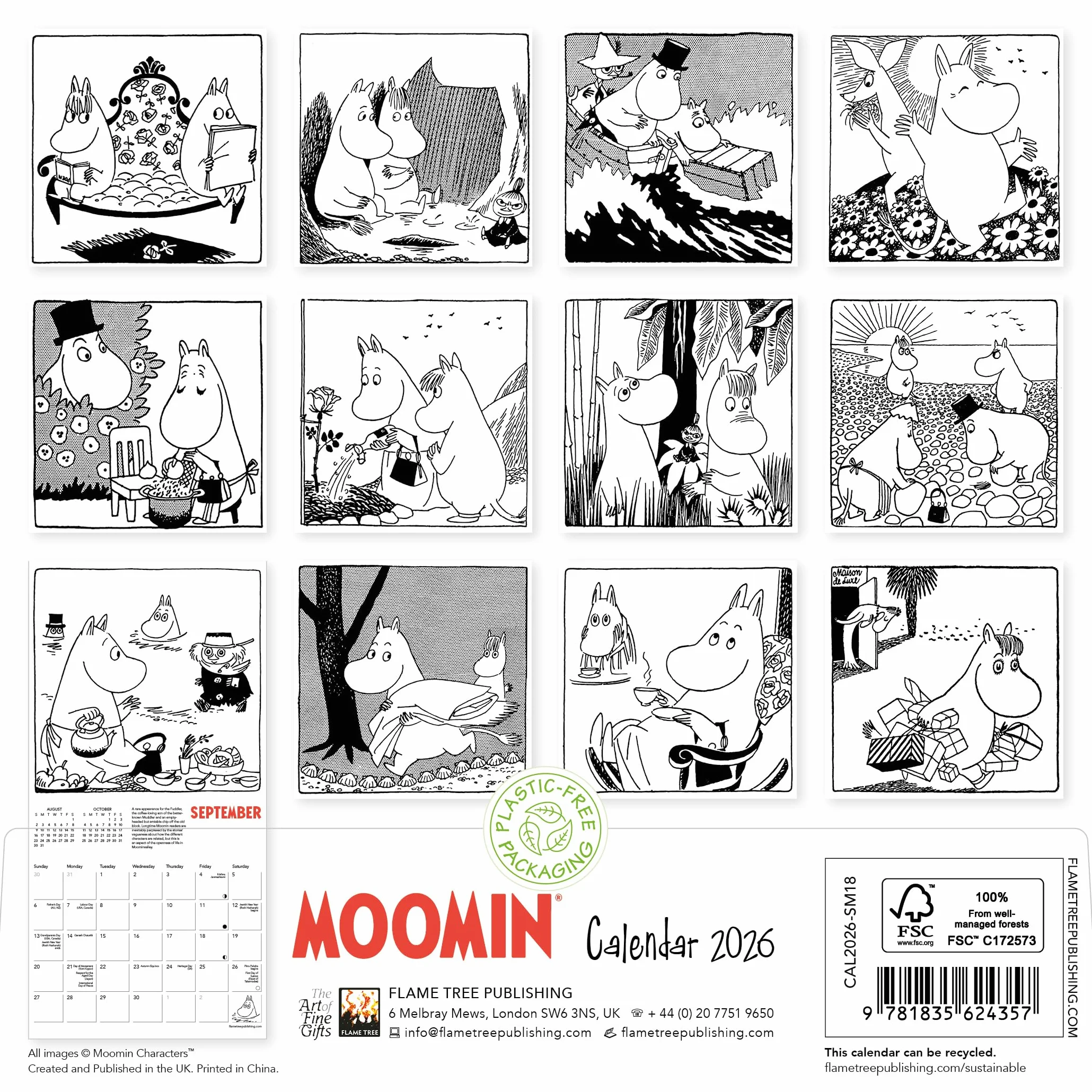 Moomin 2026 Wall Calendar Mini Art Calendar