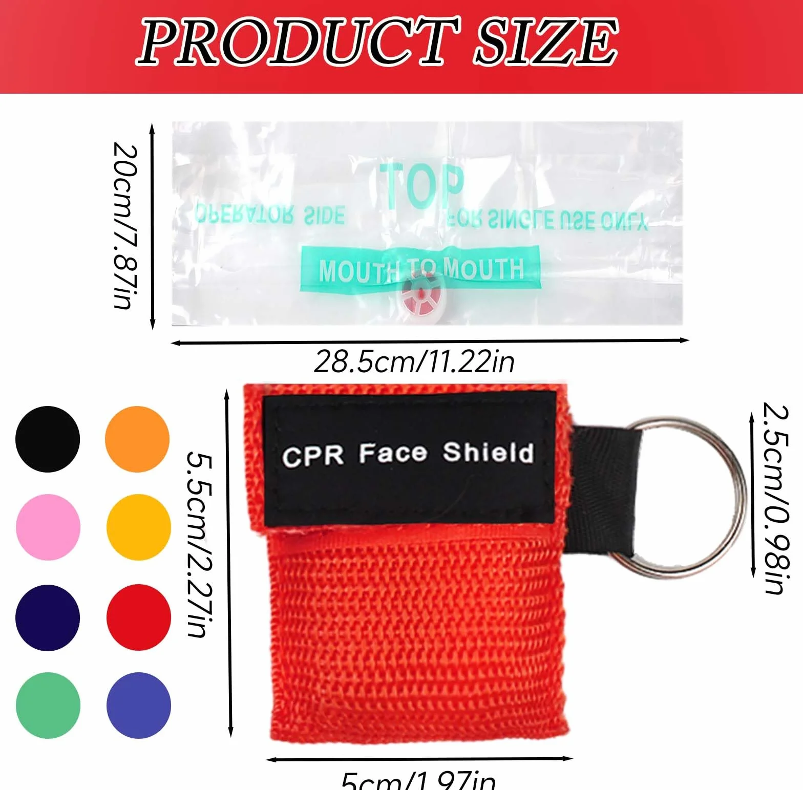 Maska respiratorska CPR 8 sztuk, maska ochronna twarz pierwszej pomocy trening AED