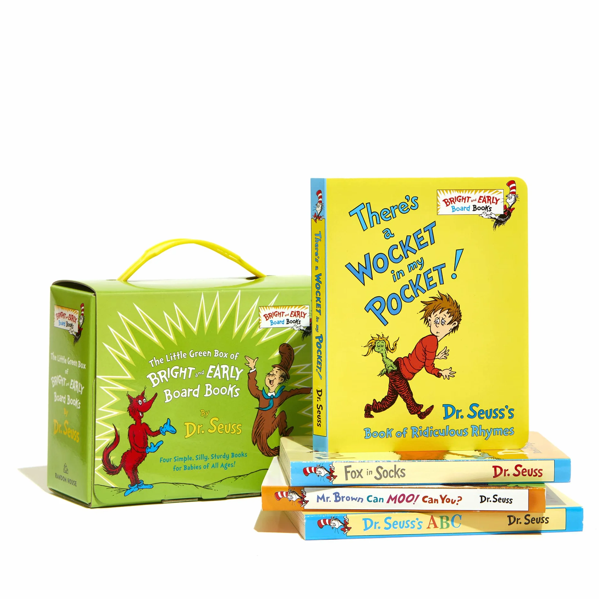 Little Green Boxed Set of Bright and Early Board Books: Fox in Socks; Mr. Brown Can Moo! Can You?; There's a Wocket in My Pocket!; Dr. Seuss's ABC