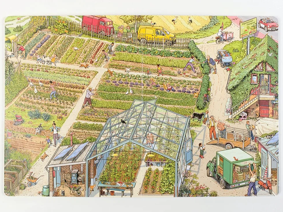 Auf zum Markt!: Eine Wimmelbilder-Geschichte. Vierfarbiges Pappbilderbuch