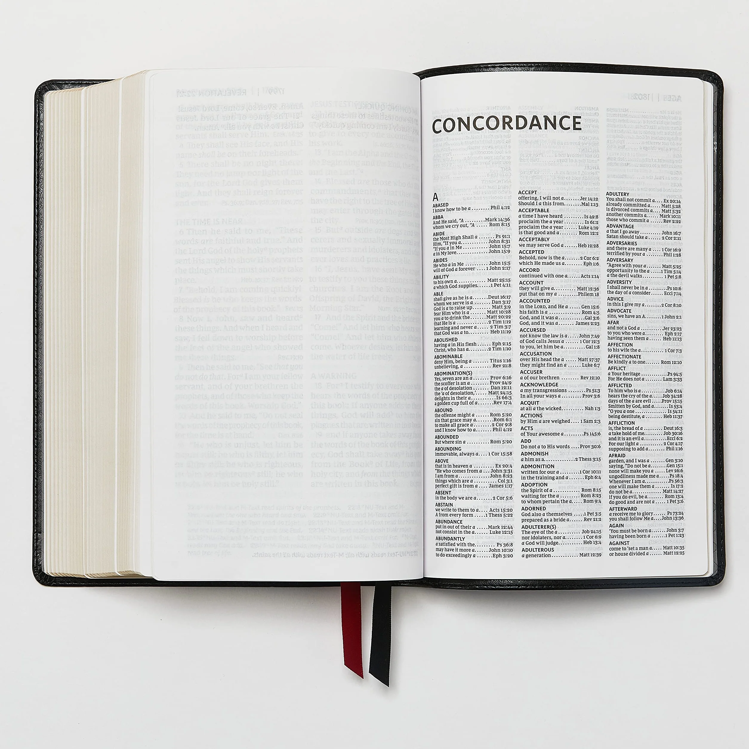 NKJV Reference Bible Compact Leathersoft Black Red Letter Edition Comfort Print Holy Bible New King James Version