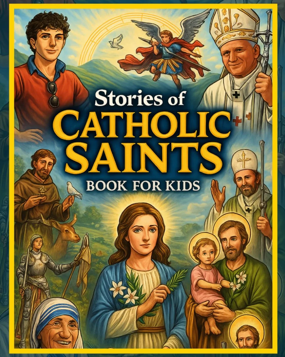 Stories of Catholic Saints Book for Kids: 52 Weeks of Inspiring Stories, Lessons, Coloring Pages, Journaling, Trivia Questions to Help Children Grow ... and Thoughts Toward Our Savior Jesus Christ.