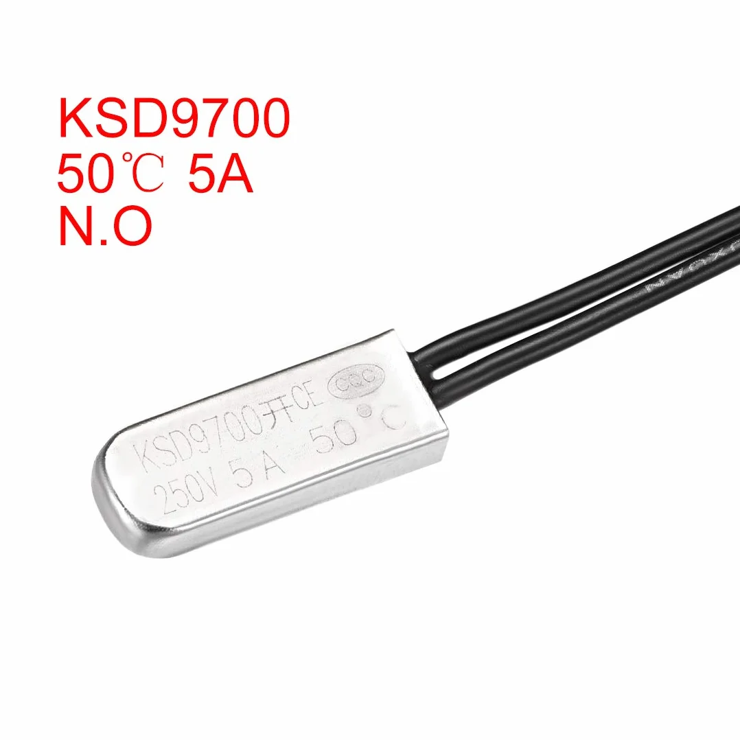 sourcing map KSD9700 Termostat, 50℃ N.O 5A Bimetaliczny przełącznik kontroli temperatury 2 szt