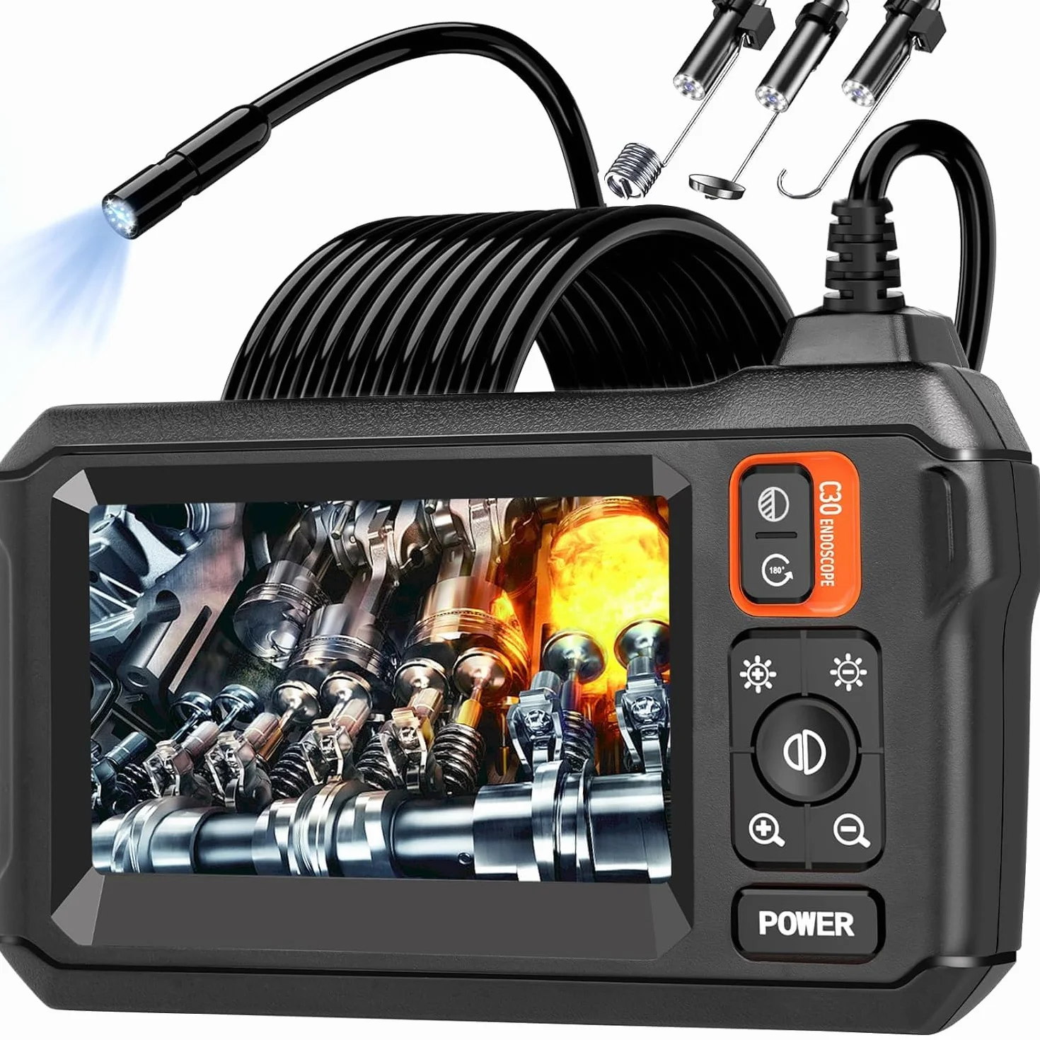 Daxiongmao Boroskop, kamera endoskopowa ze światłem, kamera inspekcyjna 1080P HD, kamera boroskopowa ze światłem, wodoodporna kamera IP67, elastyczna kamera endoskopowa 5 m, gadżety dla mężczyzn (10,9