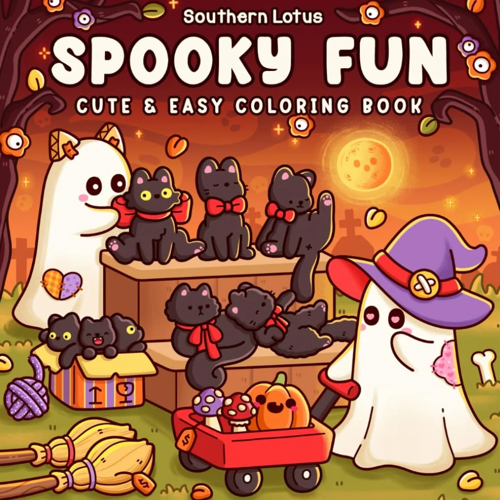 Spooky Fun: Coloring Book for Adults and Teens Featuring Cute Creepy Characters in Fun and Cozy Moments for Relaxation and Stress Relief