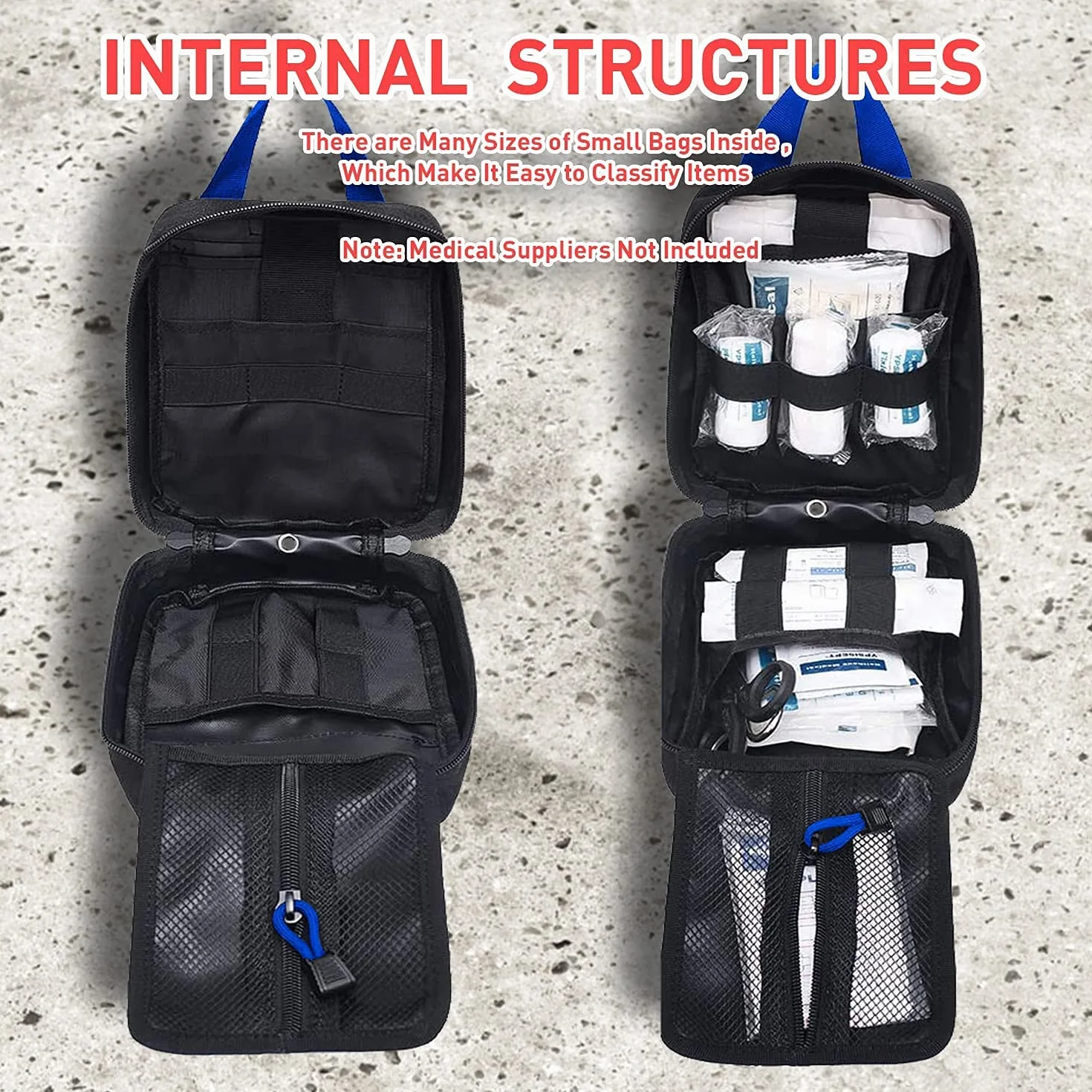 Medyczna torba taktyczna MOLLE, EMT IFAK Rip-Away Utility Pouch na kemping, polowanie, wędrówki, do domu, samochodu i przygody (czerwona + brązowa)