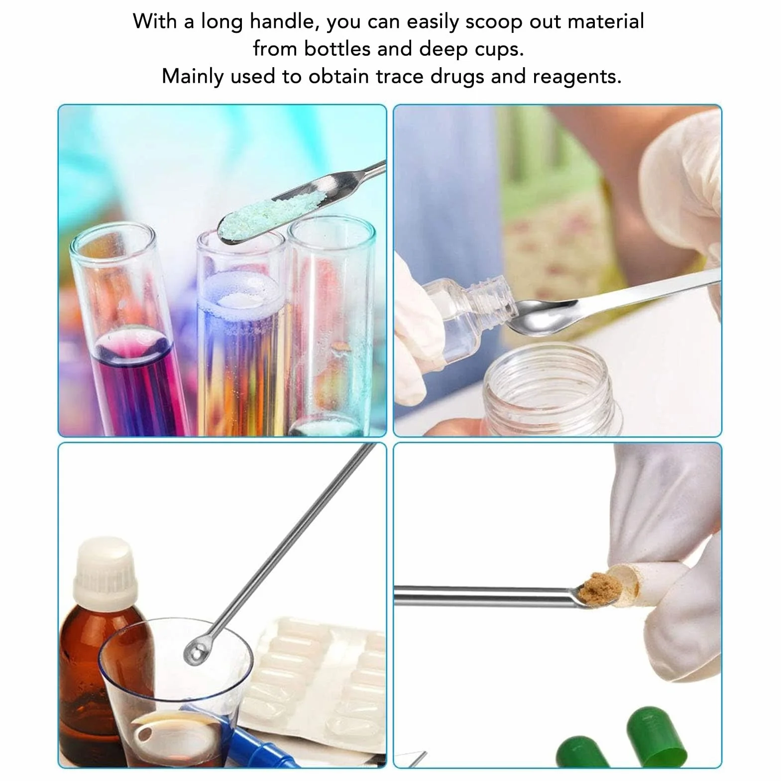 Szpatułka Laboratoryjna, łyżka Lekarska ze Stali Nierdzewnej Skrobak Laboratoryjny Skrobak Laboratoryjny ze Stali Nierdzewnej Zestaw Mini łyżek do Leków śladowych, Szpatułki