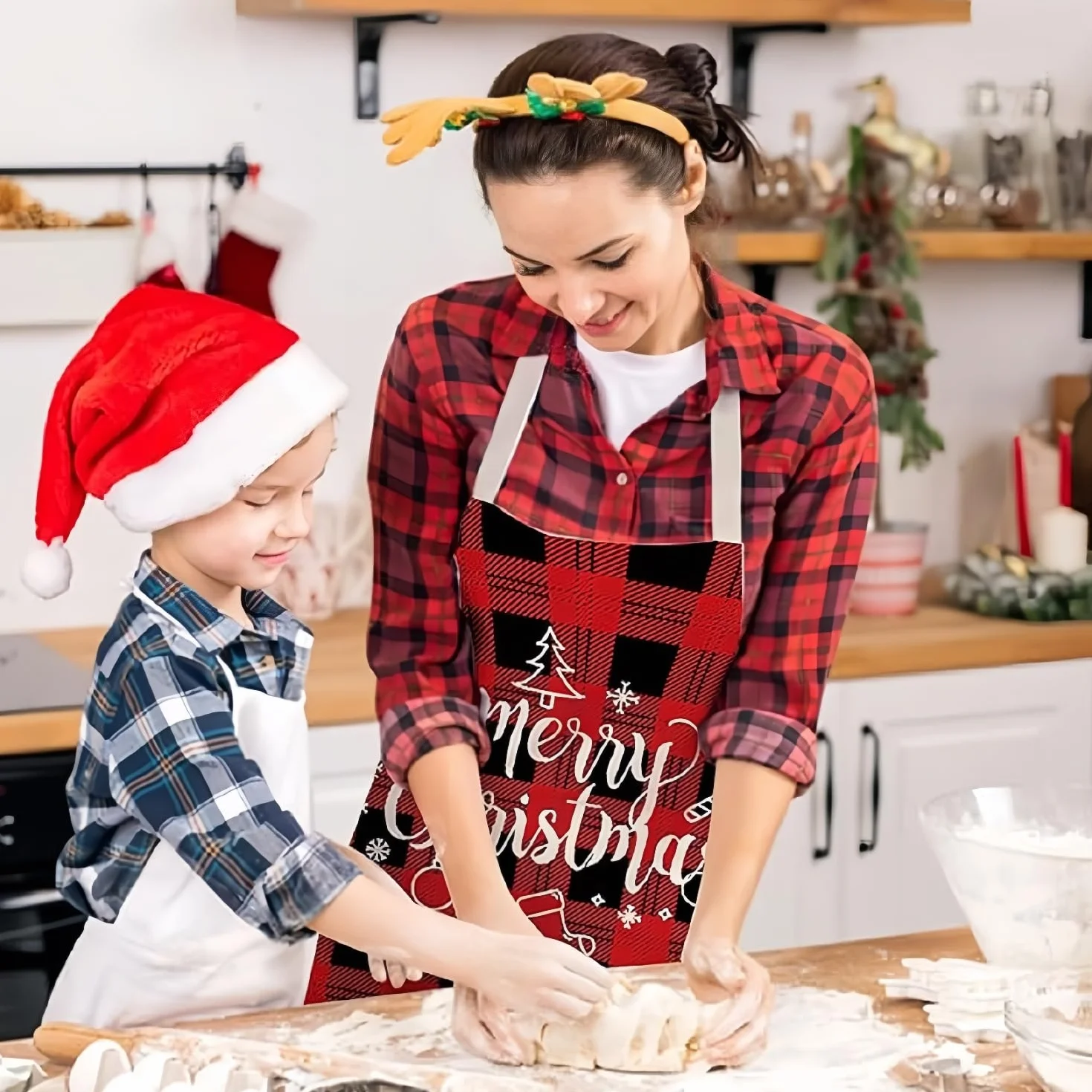 Kiuiom Fartuchy świąteczne dla kobiet i mężczyzn, świąteczny fartuch kuchenny, fartuch dla dorosłych, fartuch z napiersnikiem, kreatywny fartuch do gotowania, fartuch do grillowania, zabawny motyw