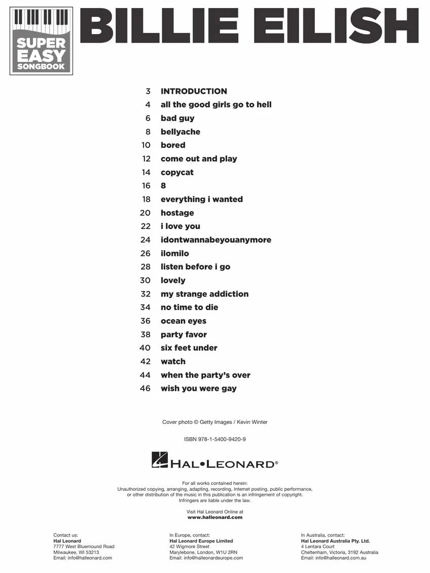 Billie Eilish Super Easy Songbook