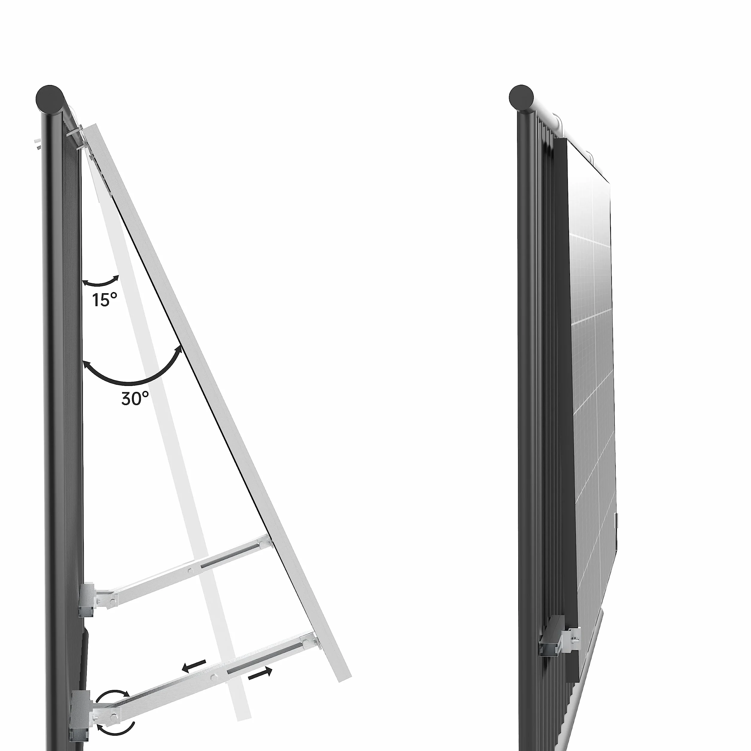 ULL uchwyt balkonowy do wszystkich modułów solarnych I wytrzymały uchwyt na panel słoneczny ze stopu aluminium, mocowanie balustrady balkonowej, regulowany kąt 0° lub 15-30°