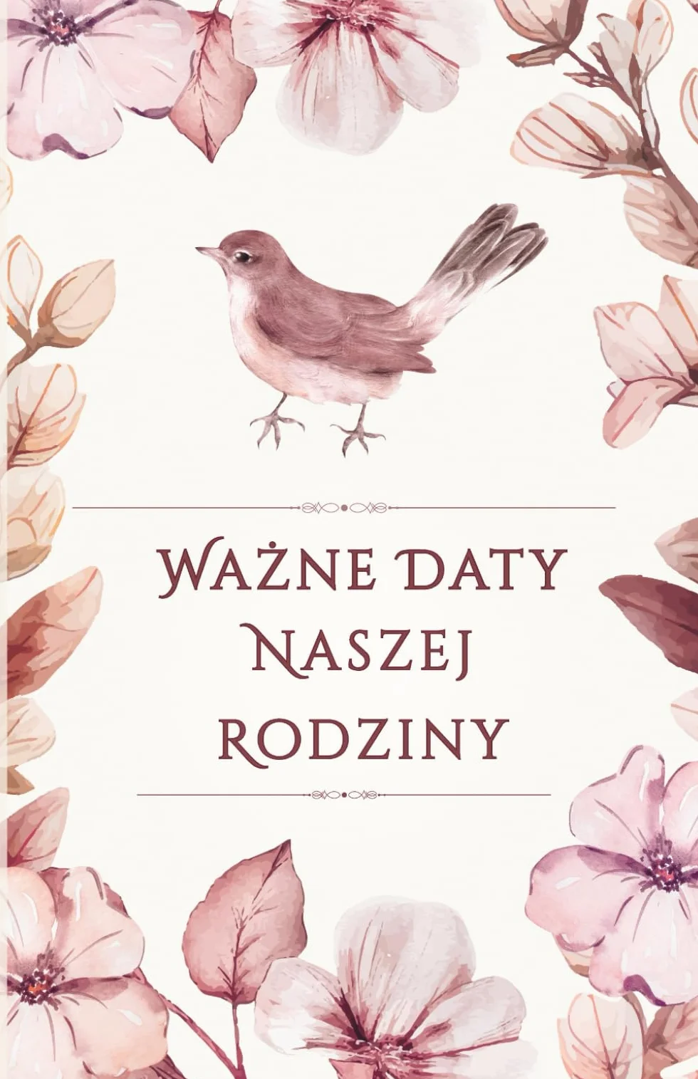Ważne daty naszej rodziny: Wieloletni kalendarz z podziałem na dni i miesiące do wpisywania dat urodzin i rocznic bliskich osób w stylu vintage