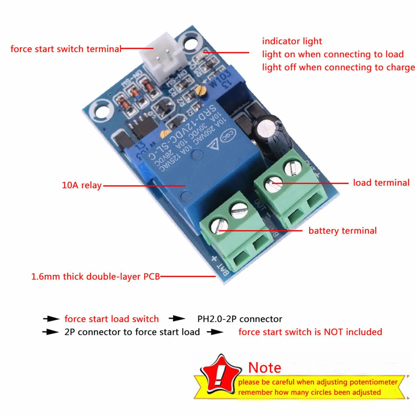 Moduł ochrony przed niskim napięciem akumulatora, 12 V, czujnik napięcia akumulatora, automatyczne wyłączanie