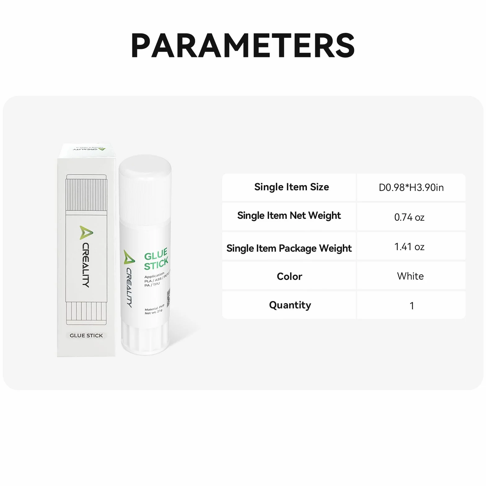 Oficjalny klej w sztyfcie Creality do drukarek 3D, redukujący odkształcenia, do drukarek 3D z gorącym stołem - klej w sztyfcie PVP do drukarek 3D PLA/ABS/PETG/PC/PA/TPU (opakowanie 1 szt)
