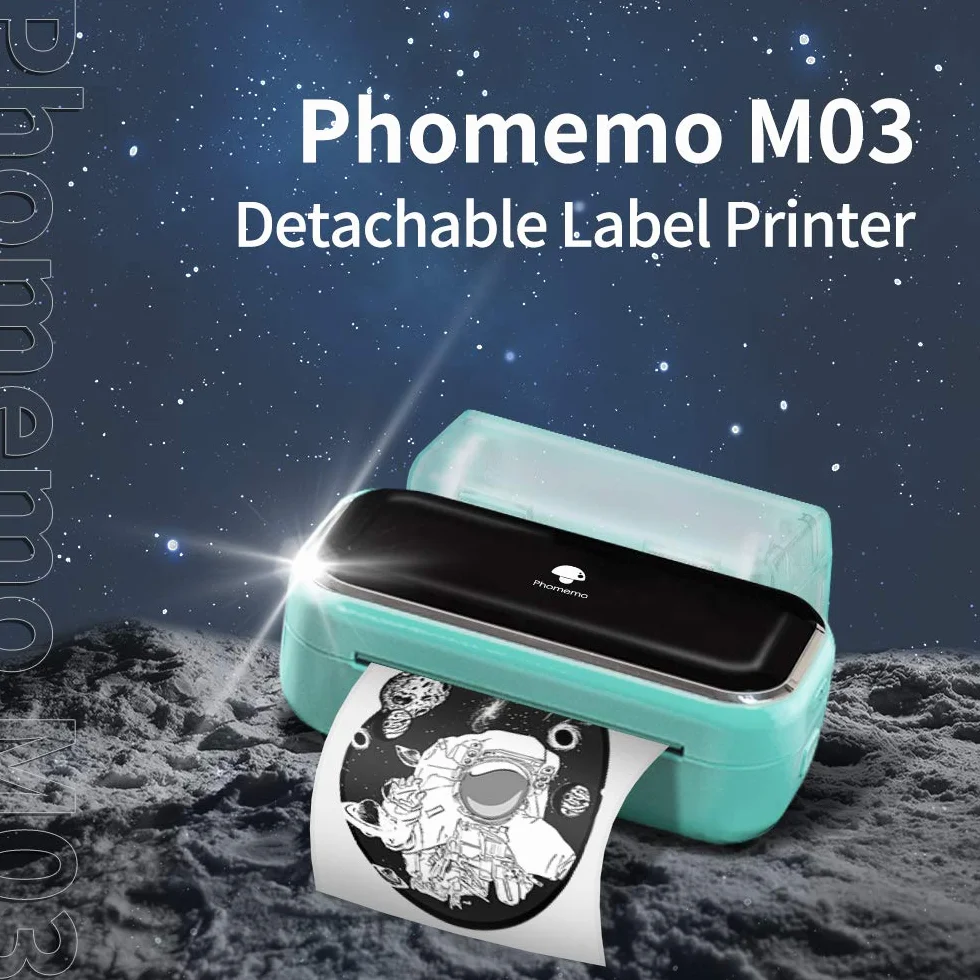 Phomemo M03 Minidrukarka 3-calowa przenośna drukarka termiczna Bluetooth szerokość druku 53/80 mm iOS Android zielona