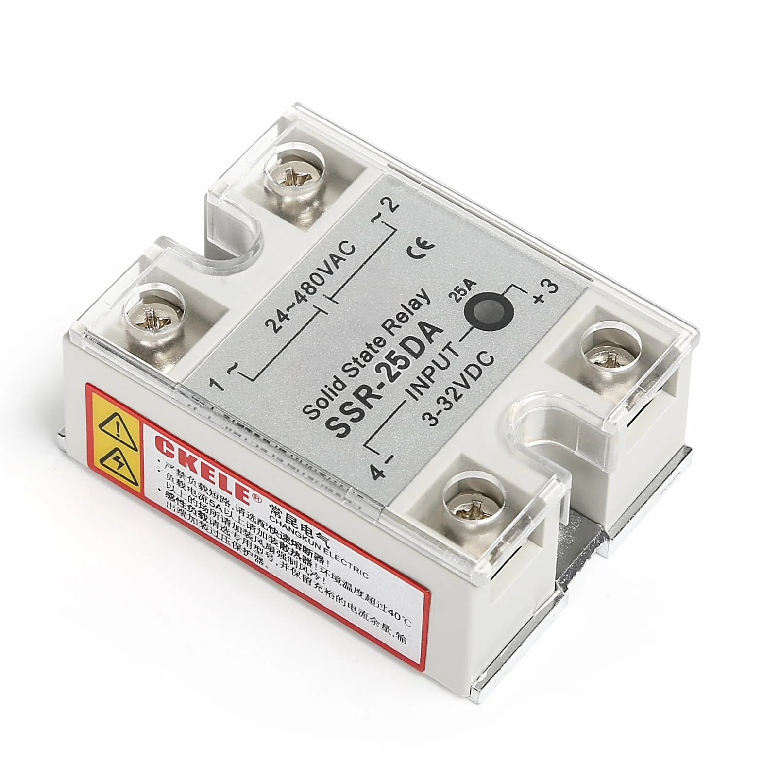 Jadeshay Przekaźnik półprzewodnikowy, jednofazowy moduł przekaźnika półprzewodnikowego SSR-25DA DC do AC 3-32 V DC Wejście 24-480 V AC (rozmiar: 25A)