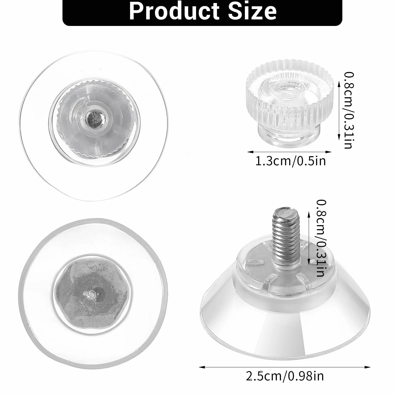 JIEYAO 12 szt. mini przyssawek z tworzywa sztucznego, 25 mm, przezroczyste tworzywo sztuczne, ze śrubami, mała bardzo mocna przyssawka do okien, łazienek, szklanych ścian, osłon przeciwsłonecznych do