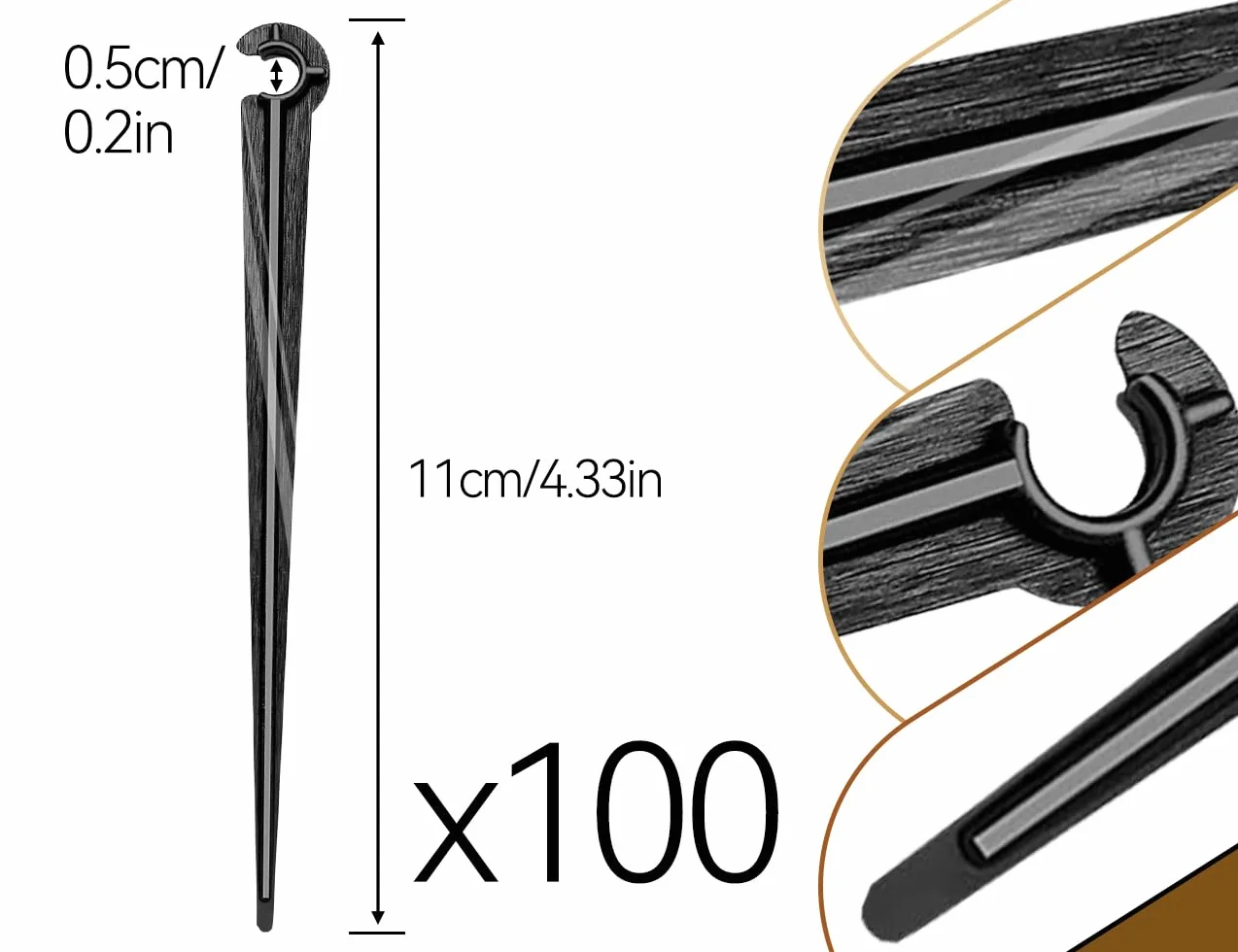 100 sztuk uchwytów do mikro rur ociekających, uchwyty do nawadniania kroplowego, kołki podtrzymujące nawadnianie, używane do węży 4/7 mm, domu, warzyw, roślin (czarny)