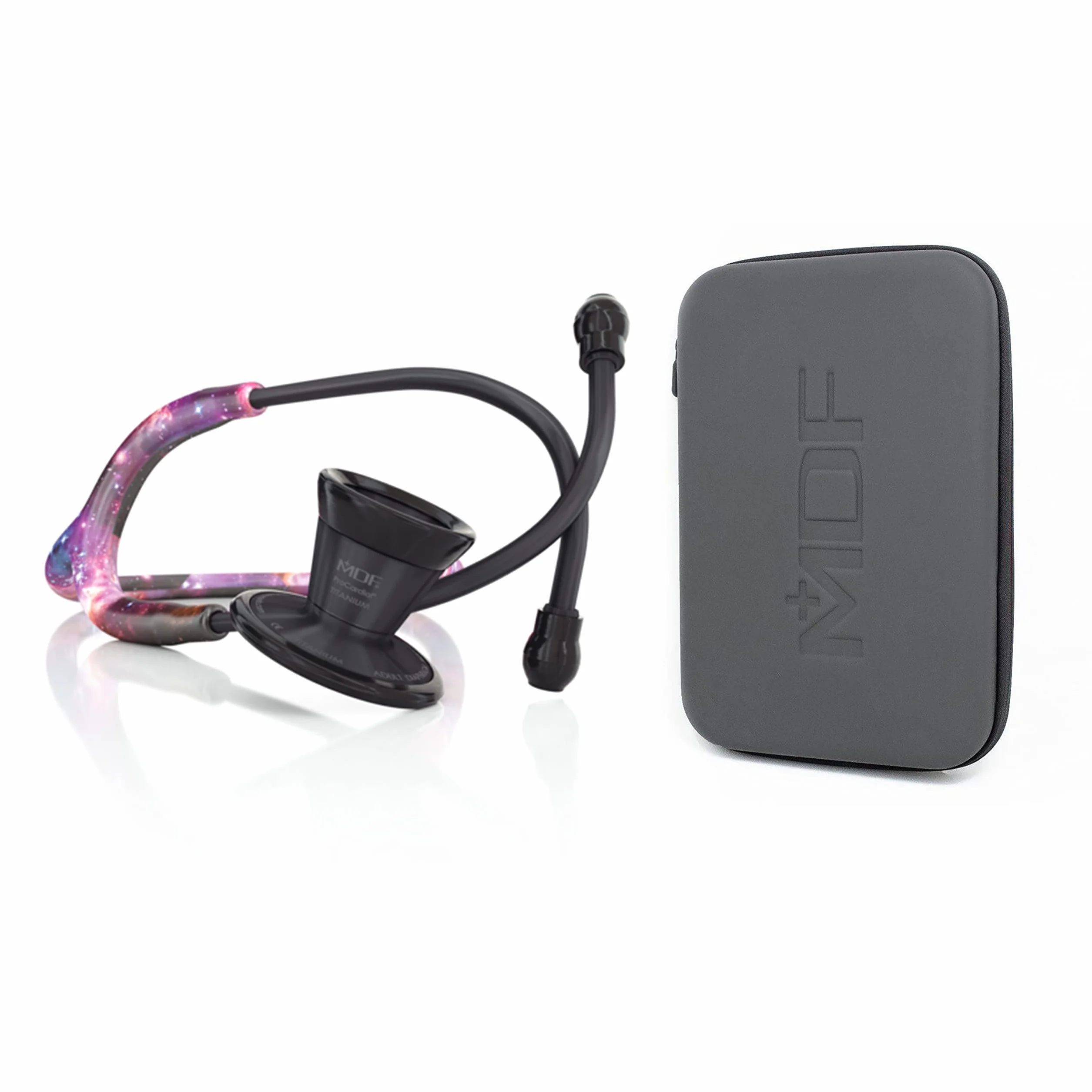 MDF Galaktyka-BlackOut ProCardial kardiologia stetoskop, lekki tytan, MDF797TGXBO + MDF Walizka Podróżna - zestaw stetoskop i diagnostyczny - Średni (MDFSCM12)