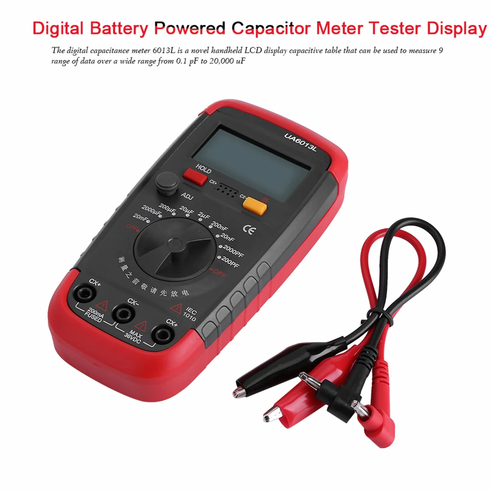 Tester Kondensatora Uyigao Metercapacitance Miernik Cyfrowy Miernik Pojemności 6013L LCD Narzędzie do Testowania Wyświetlania