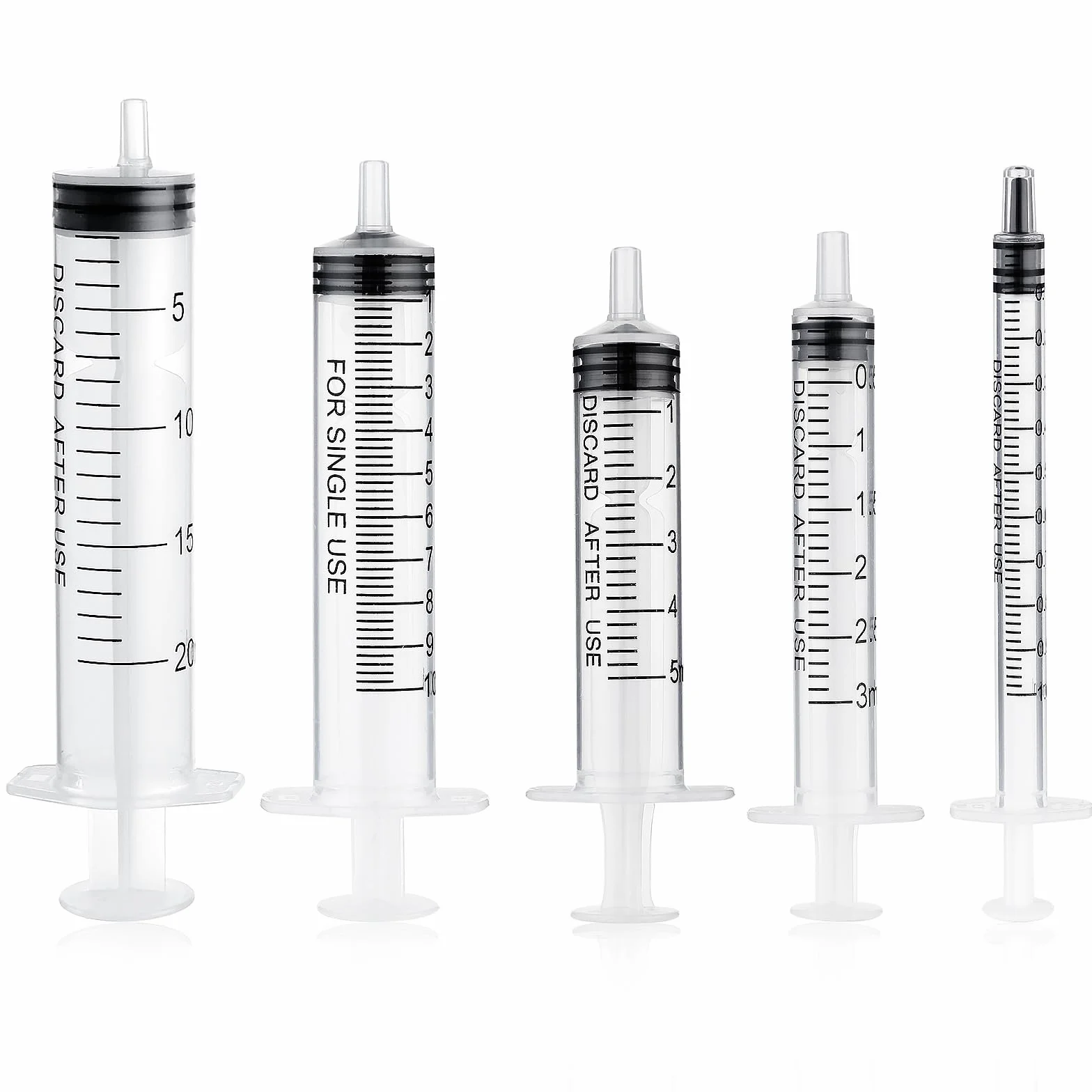 Zestaw strzykawek bezigłowych 1 ml 3 ml 5 ml 10 ml 20 ml z tworzywa sztucznego do precyzyjnego dozowania płynów