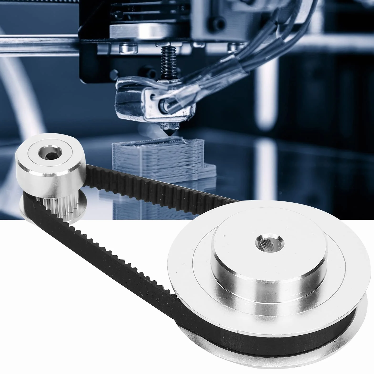 Zestaw pasek synchronizacyjny gumowy 6mm 200mm dla 3D drukarek z aluminiowym kołem zębatym 20-60 zębów i kluczem sześciokątnym