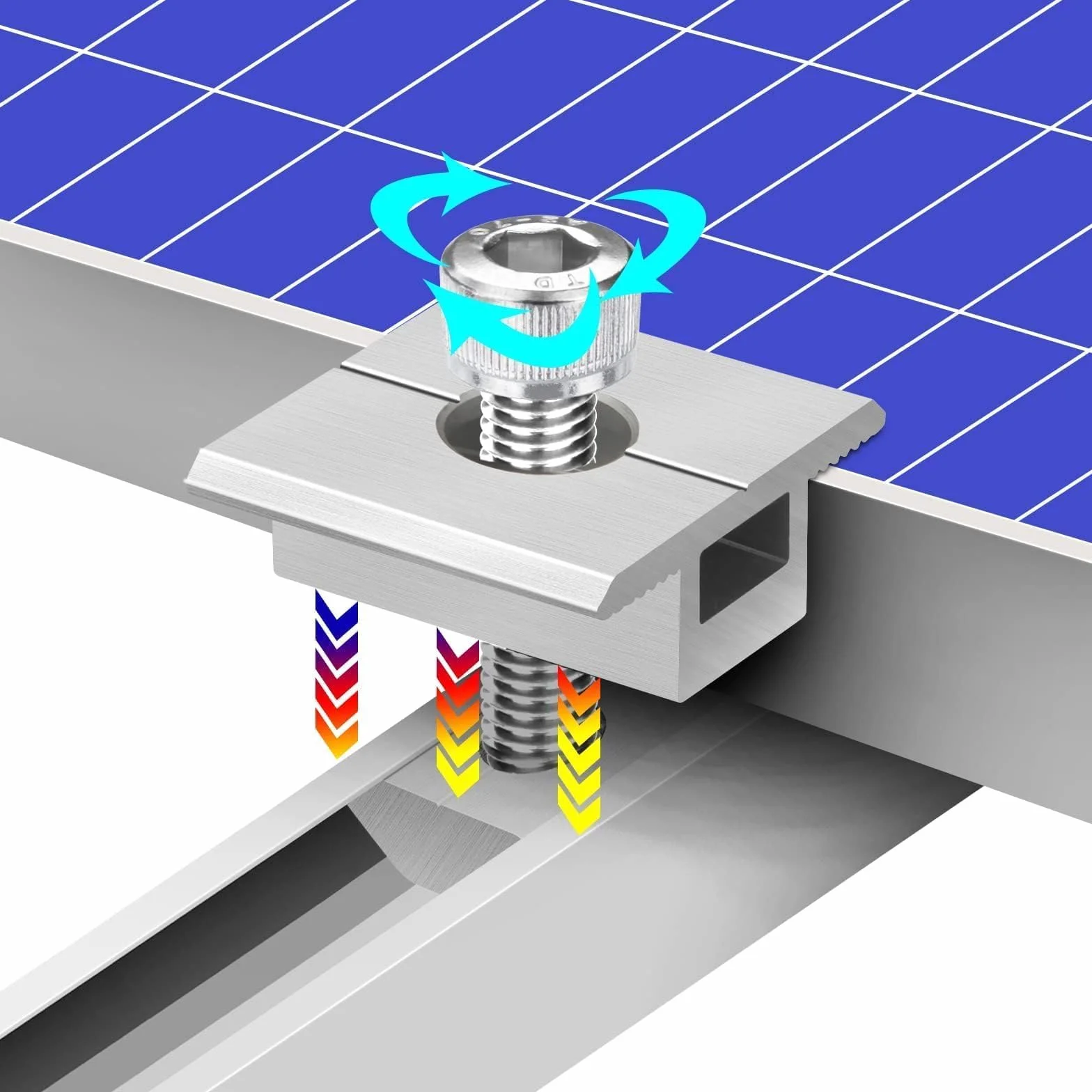 SWTYExt 4 sztuki wsporników do modułów solarnych, zaciski środkowe, zaciski środkowe, 30 mm, stop aluminium, mocowanie paneli fotowoltaicznych, mocowanie modułów fotowoltaicznych, wsporniki montażowe,
