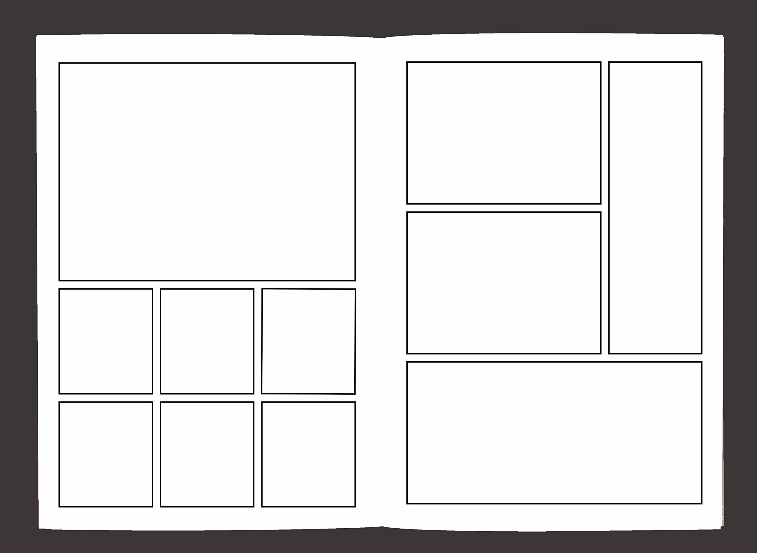 Blank Comic Book Variety of Templates 2-9 Panel Layouts