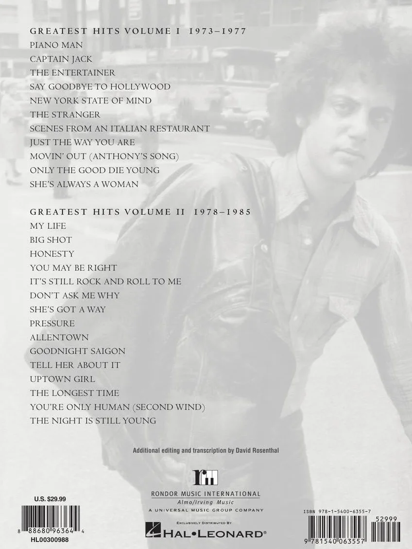 Billy Joel - Greatest Hits, Volume I & II - Piano/Vocal/Guitar Songbook: Greatest Hits: Piano-vocal-guitar: 1-2