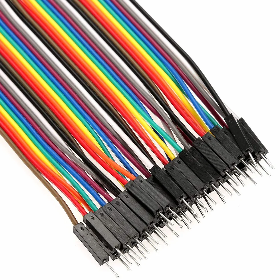 Akozon Breadboard kable 5 sztuk kolorowe 10cm zestaw przewodów połączeniowych 40pin męski na żeński do kabli