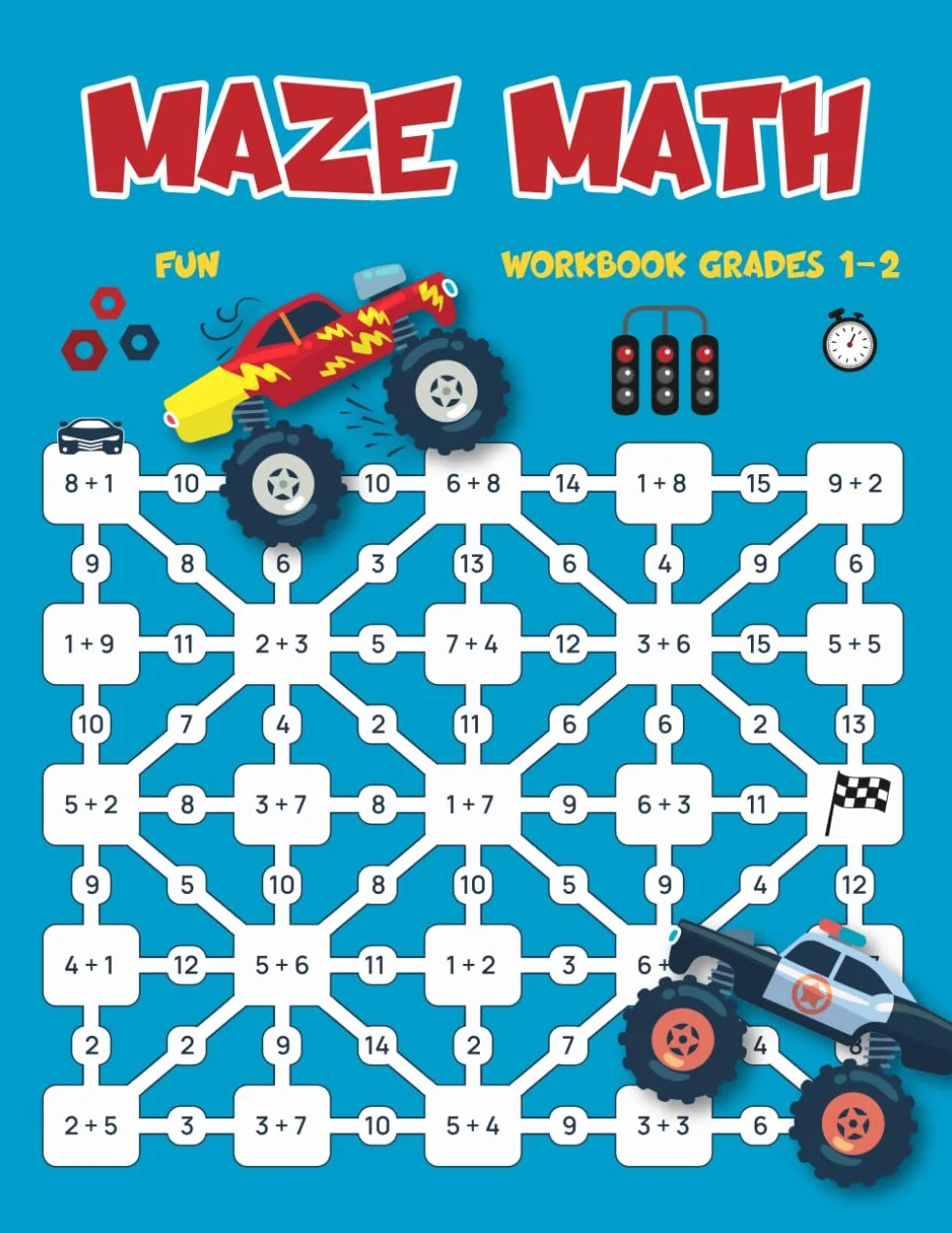 Fun Maze Math Workbook Grades 1-2: Math Drills Addition and Subtraction for Kids