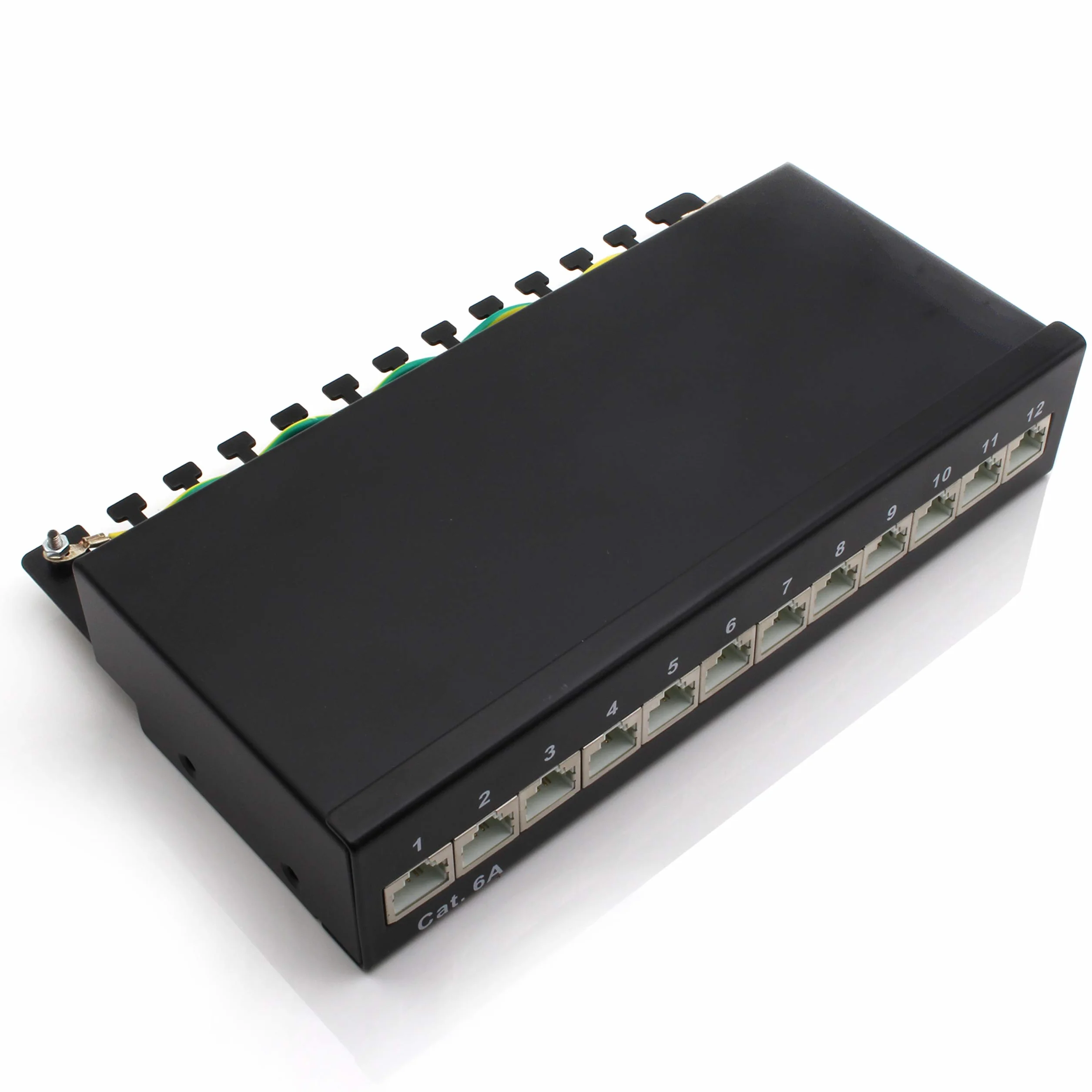 Metalowa obudowa Patchpanel CAT6a, 12 portów, gniazdo RJ45, kolor czarny