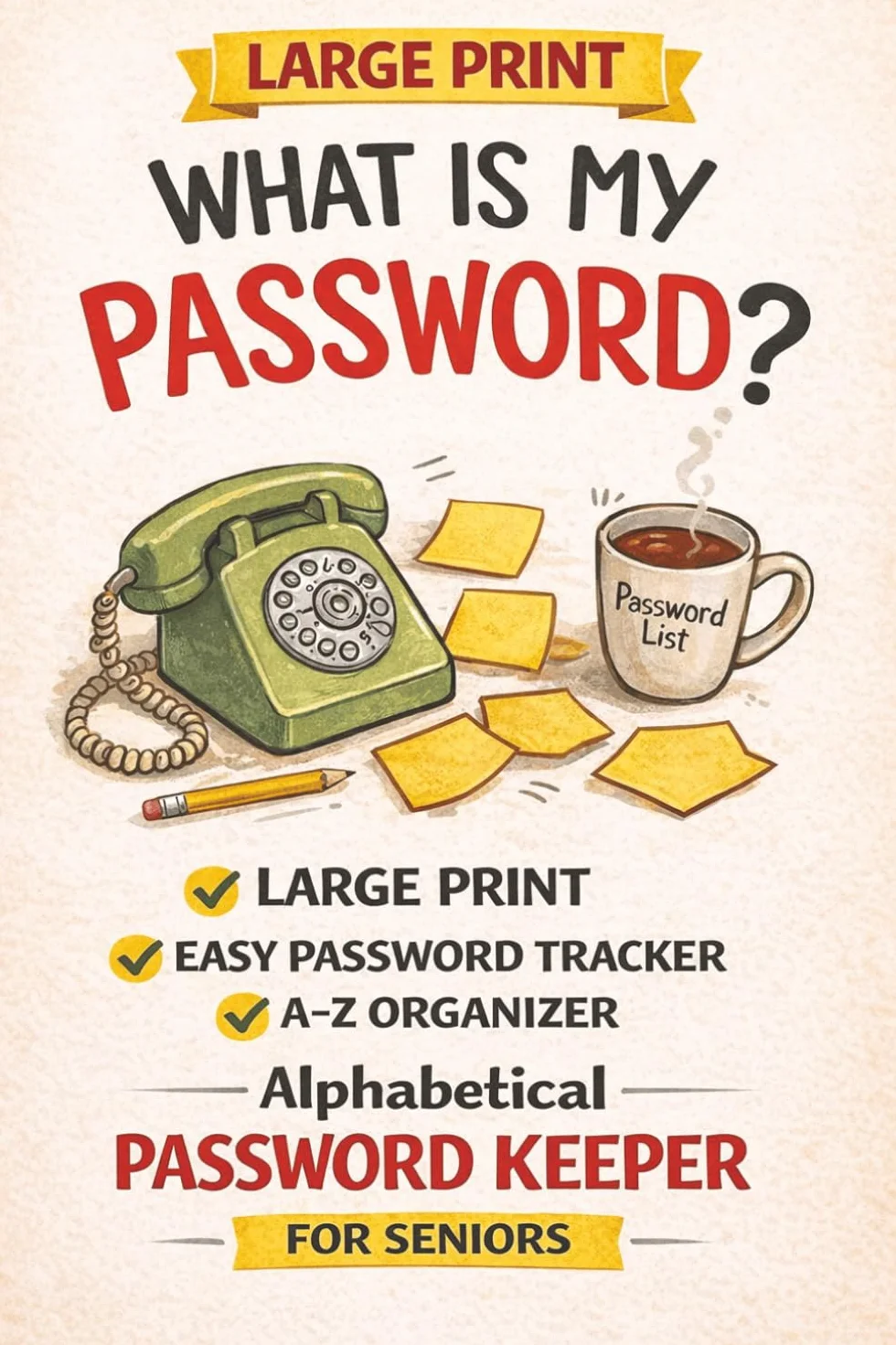 Senior Password Keeper: Alphabetical Large Print: Offline Password Record Guide