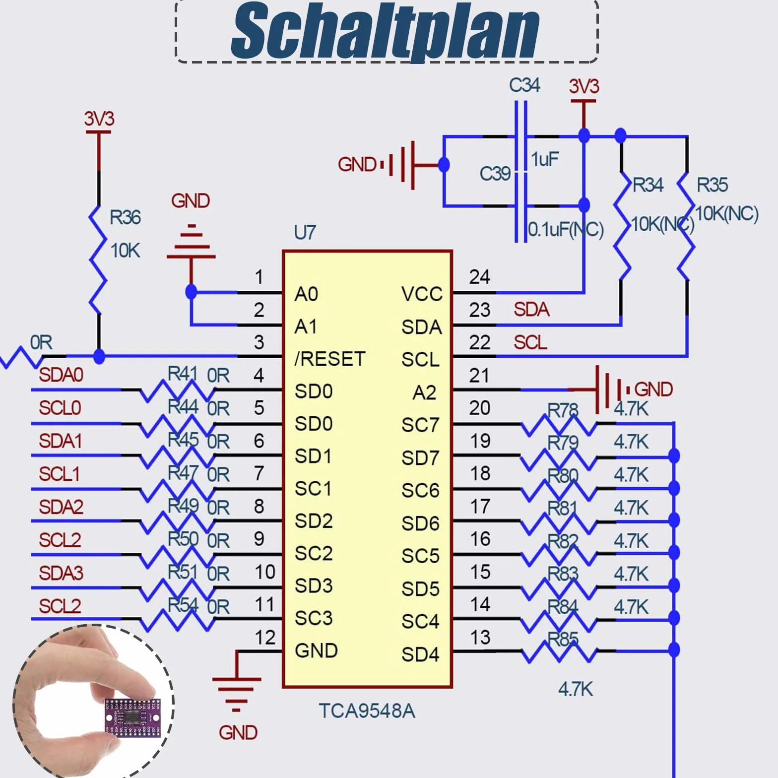 GERUI TCA9548A IIC Multiplekser Breakout Board 1,8-5V 8-kanałowy I2C