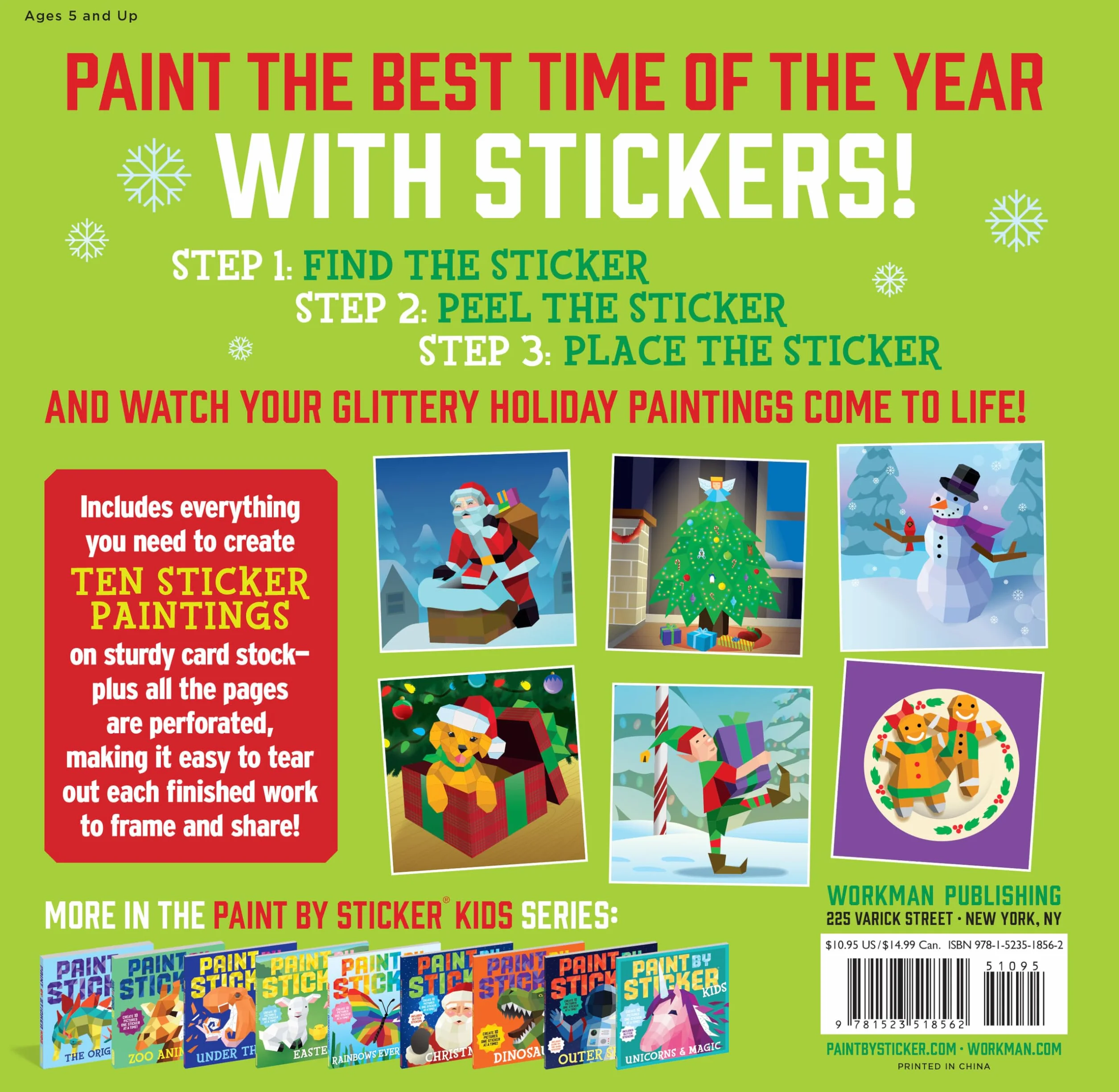 Paint by Sticker Kids: Holly Jolly Christmas - Create 10 Pictures with Glitter Stickers