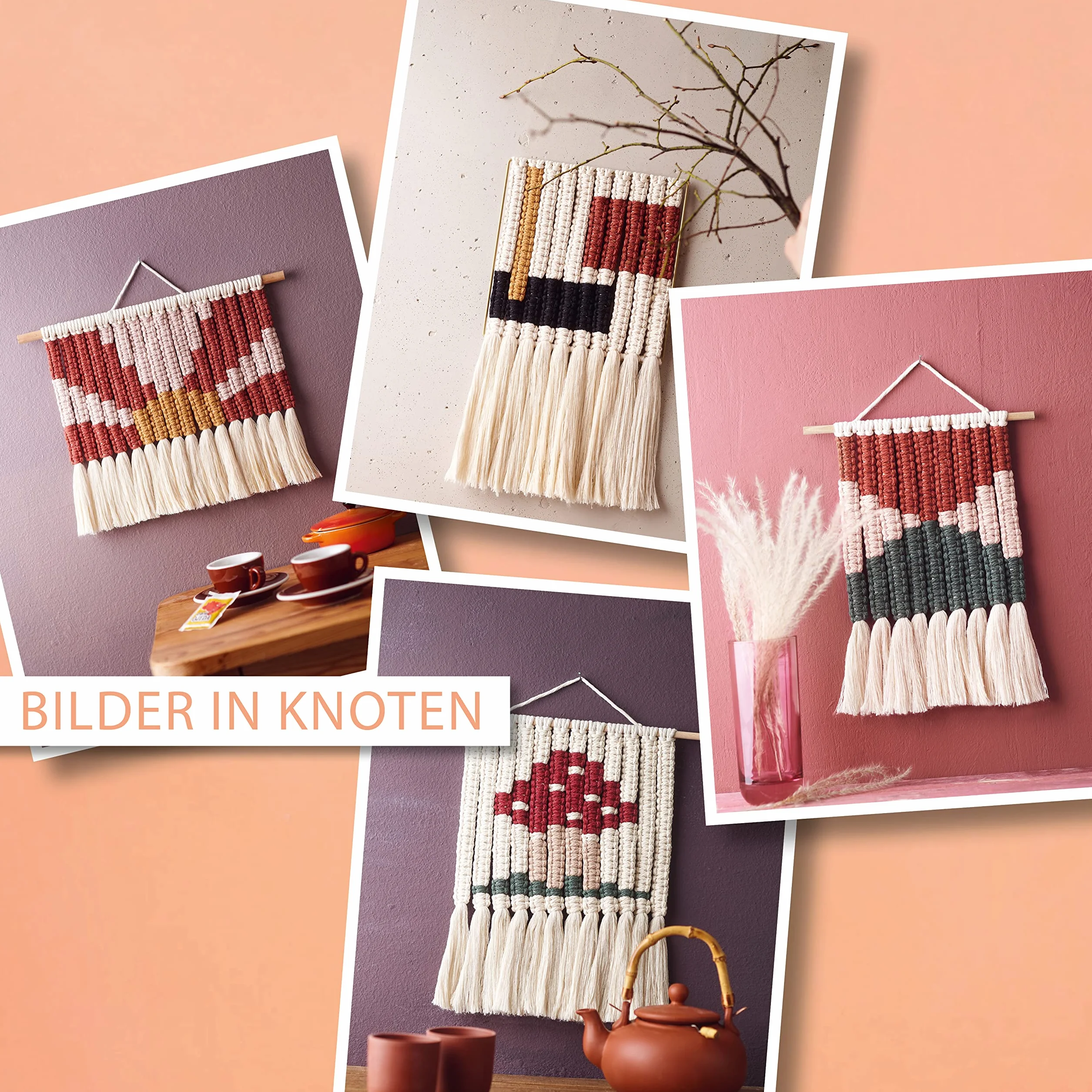 Makramee Wandbilder Kreuzknoten-Design Landschaften Muster Symbole Josephine Kirsch