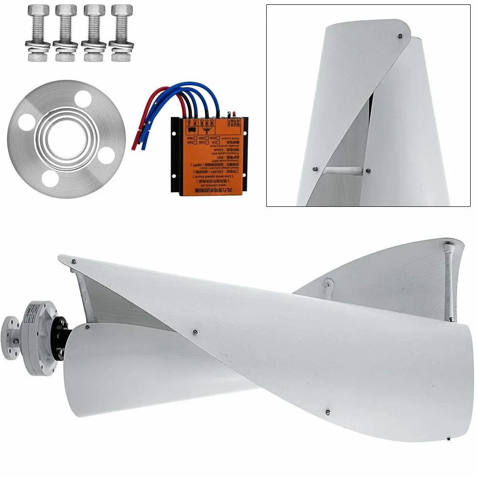 Pionowa turbina wiatrowa 400 W, MPPT 12 V, helix, magnetyczna oś lewitacyjna, łopatki z włókna szklanego