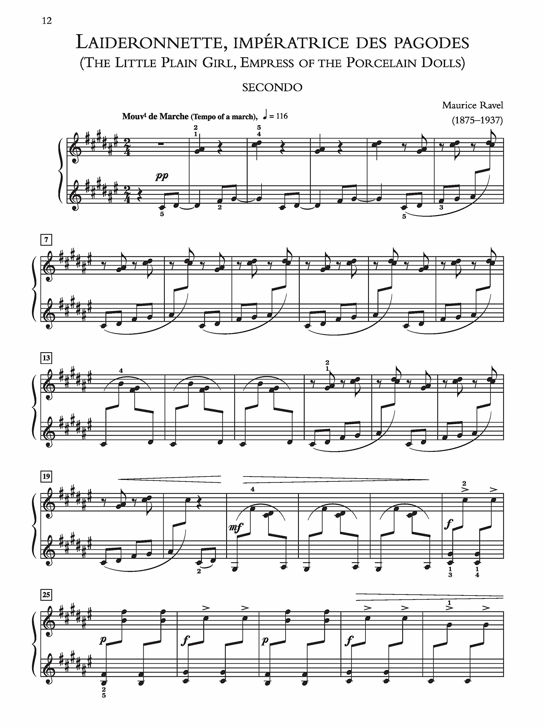 Ravel Ma Mère L'Oye Mother Goose Suite for one Piano four Hands