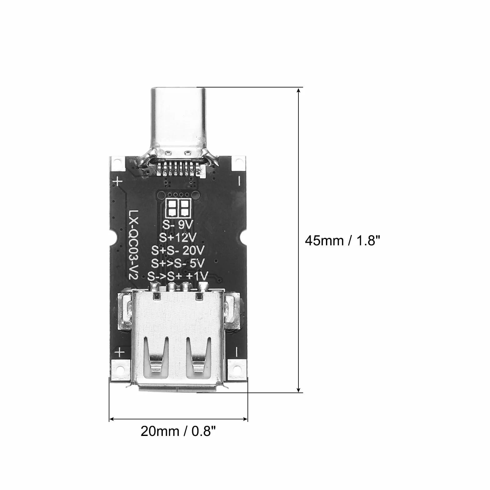QUARKZMAN Karta wyzwalania Decoy Napięcie DC Typ-C QC 2.0/3.0 Moduł konwersji Boost 9V 12V 20V regulowany Czarny