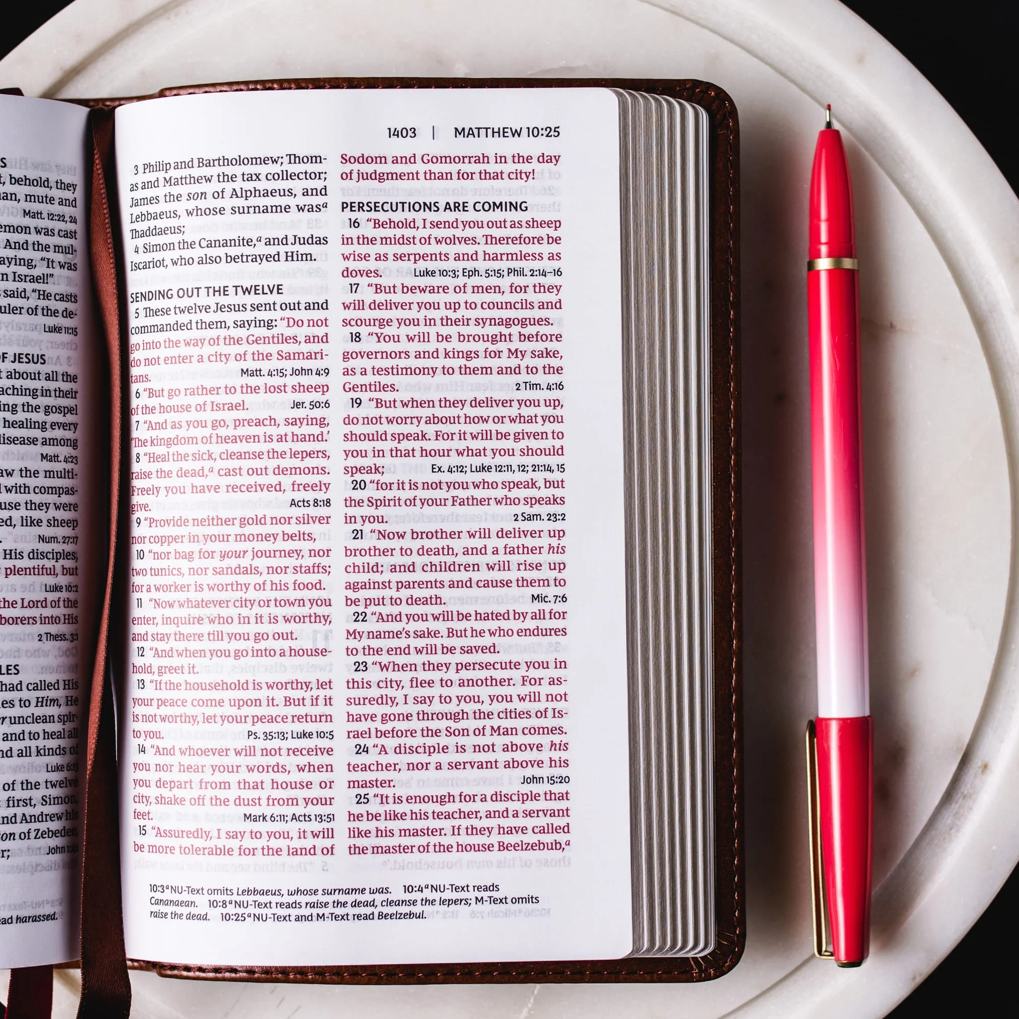 NKJV Reference Bible Compact Leathersoft Black Red Letter Edition Comfort Print Holy Bible New King James Version