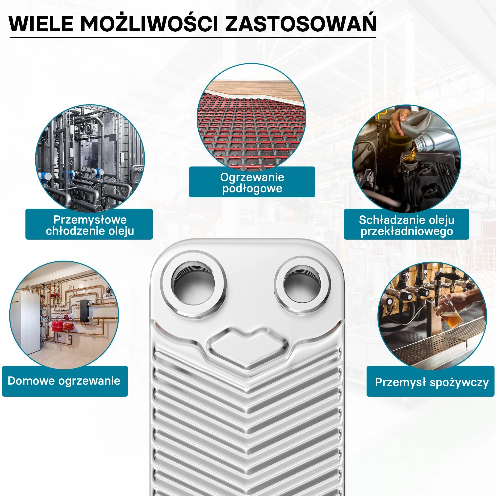 Wiltec Wymiennik płytowy 30 płyt 66 kW 4 m³/h 0,54 l stal nierdzewna