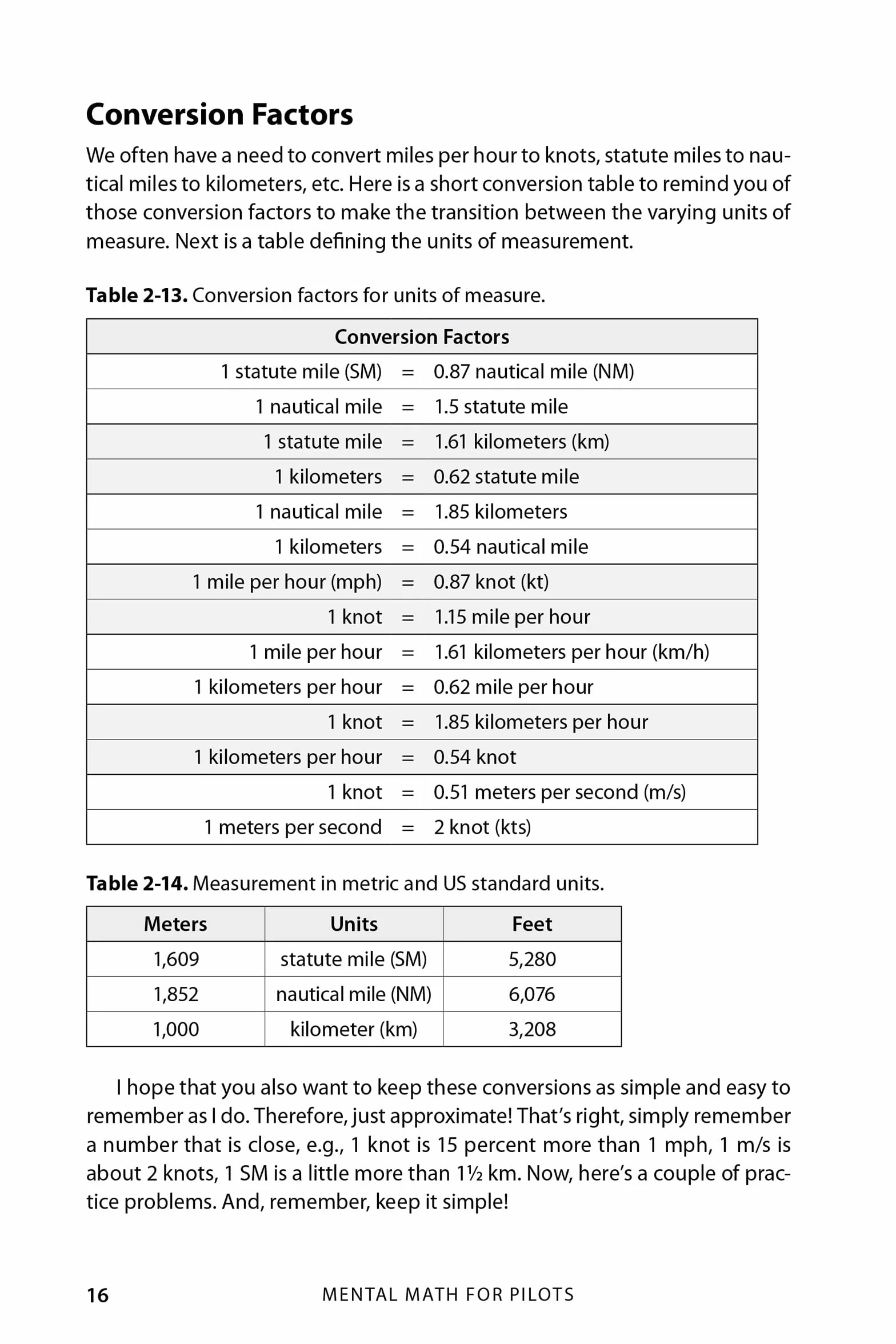 Mental Math for Pilots: A Study Guide