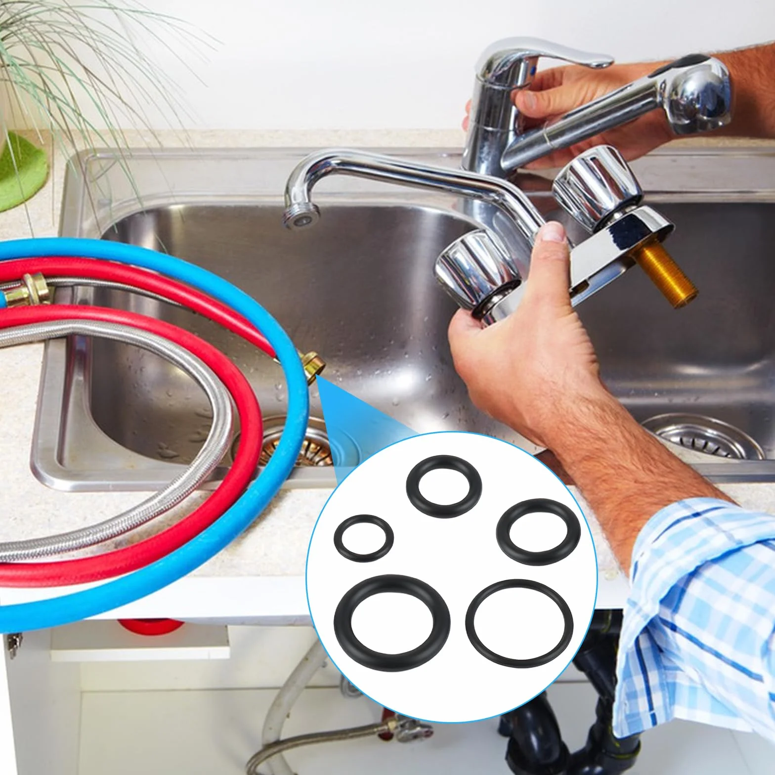 Zestaw 600 sztuk pierścieni gumowych, okrągłych, uszczelniających, zestaw sanitarnych, o-ringów, zestaw uszczelek do obszarów sanitarnych, krążki gumowe, uszczelki Oringe Seals