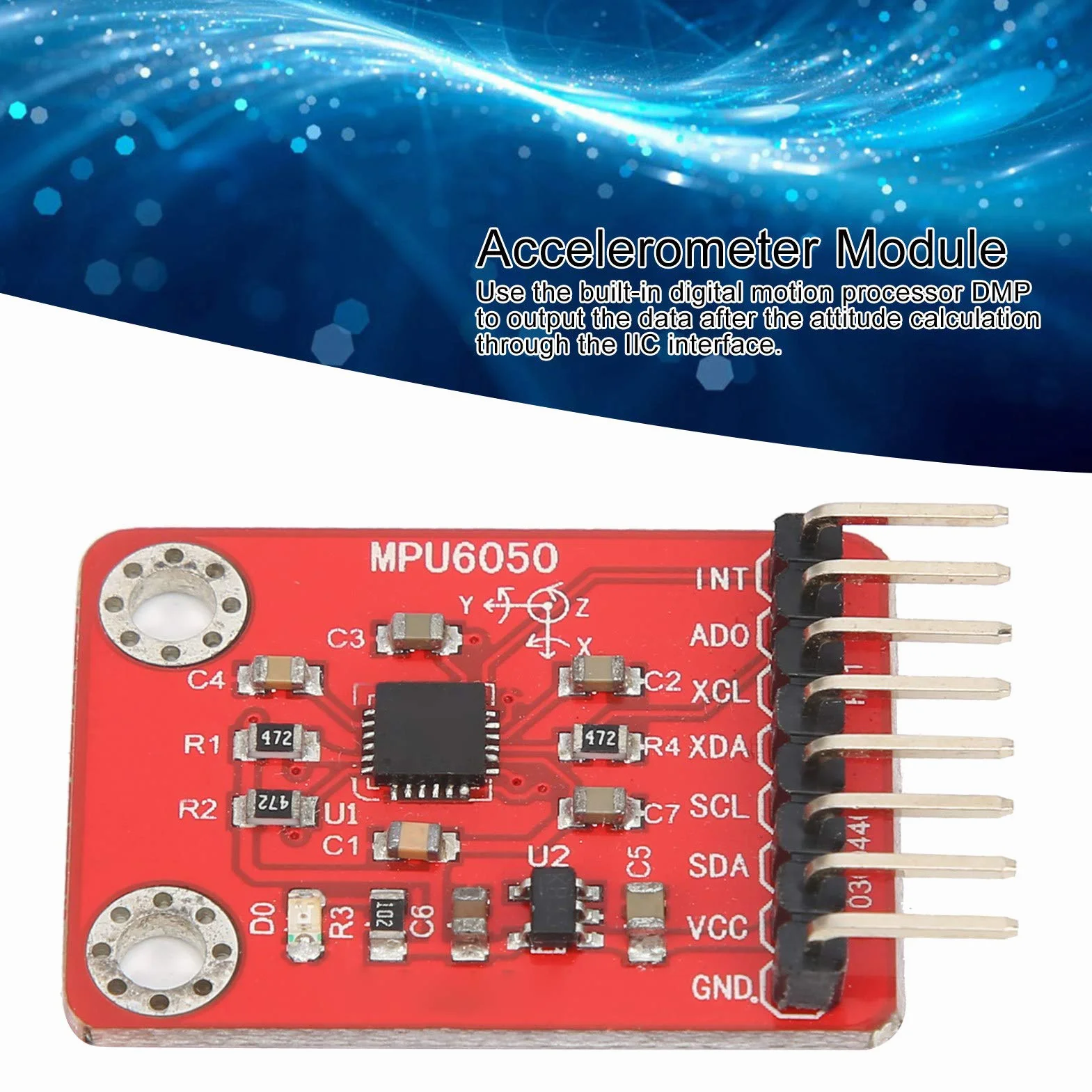 MPU6050 6-osiowy Akcelerometr żyroskop moduł Czujnika 16nBit Konwerter AD Wyjście Danych Napięcie Robocze 3.3-5VDC dla Entuzjastów Elektroniki