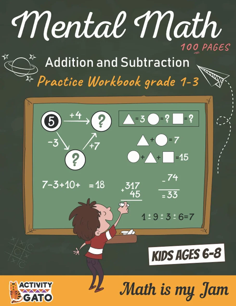 Mental Math Practice Addition Subtraction Workbook Grades 1-3 Ages 6-8: 100 Math Puzzle Book for Kids Elementary School